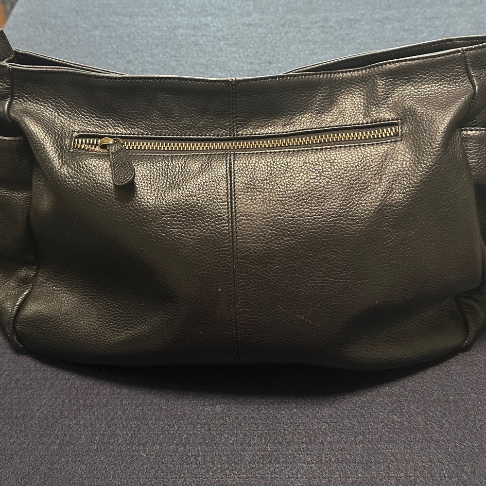 MOFE Black Pebble Leather Bag with Zipper